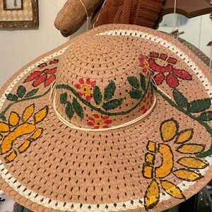 Floral Embroidered Straw Hat